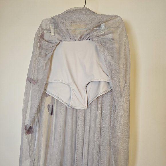 Balera grey high-low tulle skirt SA + black bodysuit ballet dance costume sz MA - Picture 5 of 9